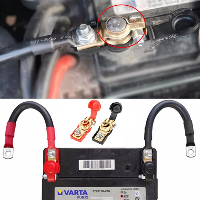 2Stck Auto Auto Schnell Batterie Terminal Stecker Reinem Kupfer Draht positiv Negativ Klemme Batterie Kabel Linie Für Fahrzeug