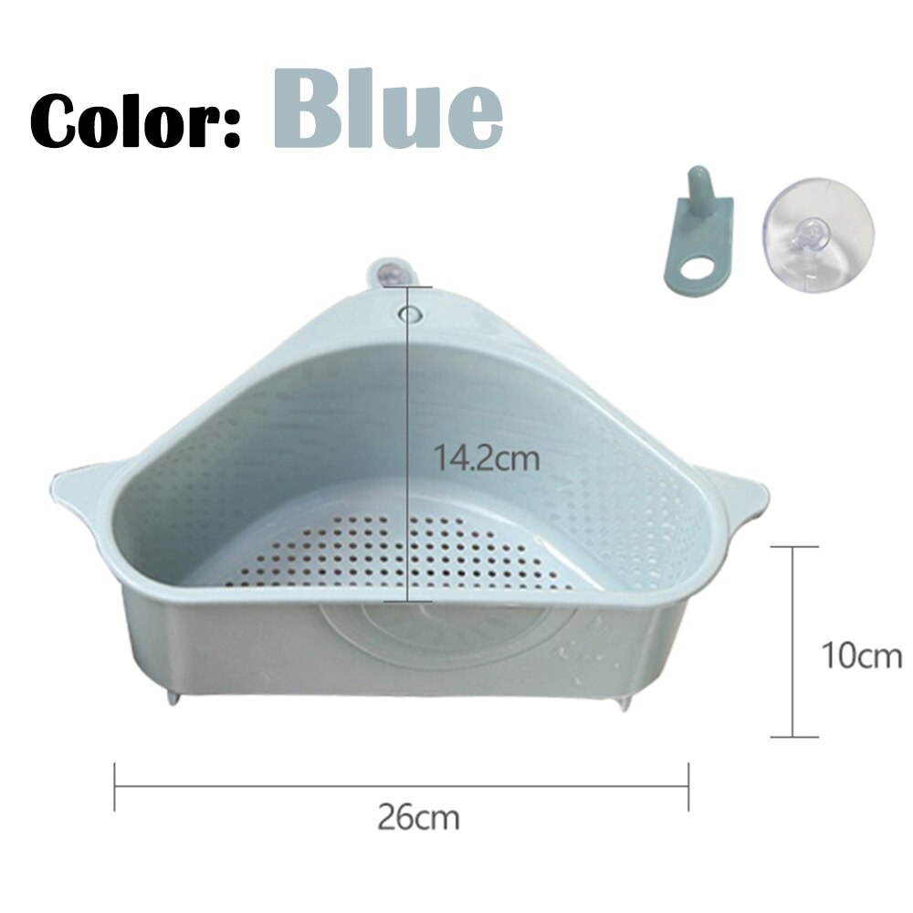 Organizador de cocina Triangular, escurridor para fregadero, estante multifuncional para artículos del hogar, soporte de esponja para la conveniencia de la cocina: Azul