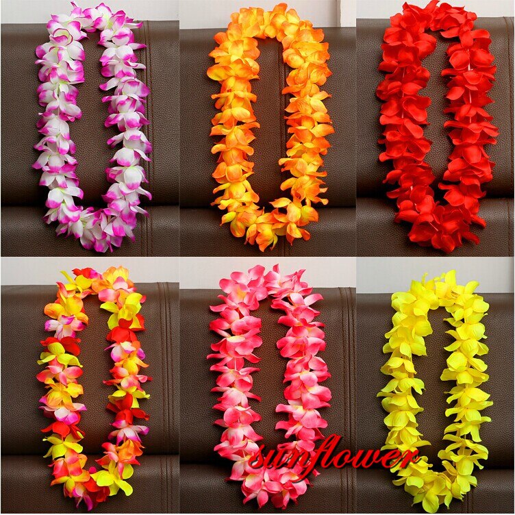 25 st Hawaiian leis Guirlande Kunstmatige Hawaii ketting Bloemen leis lente Beach Fun krans DIY Partij Decoratie accessoires