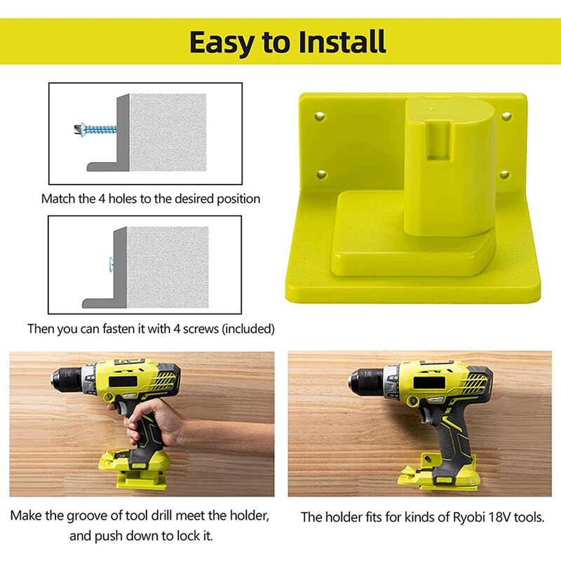 Tools Drill Mount Holder, Fit for Ryobi 18V Tool Holder Dock Hanger