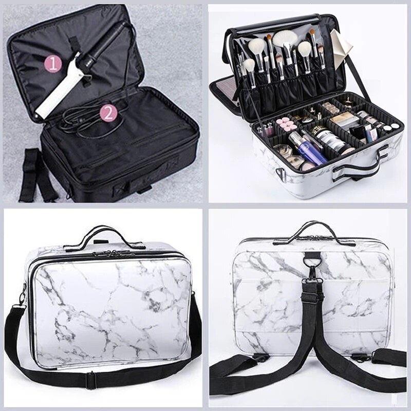 Kobiety PU skóra makijaż torba profesjonalny Manicure artysta torba na kosmetyki kobiece zestawy pełny Organizer na kosmetyki wózek Beauty Box