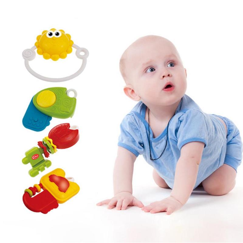 BeißRing Keychain bilden Baby BeißRing Spielzeug einstellen Musik Kognitive Art Pädagogisches Rassel Monate Kleinkind