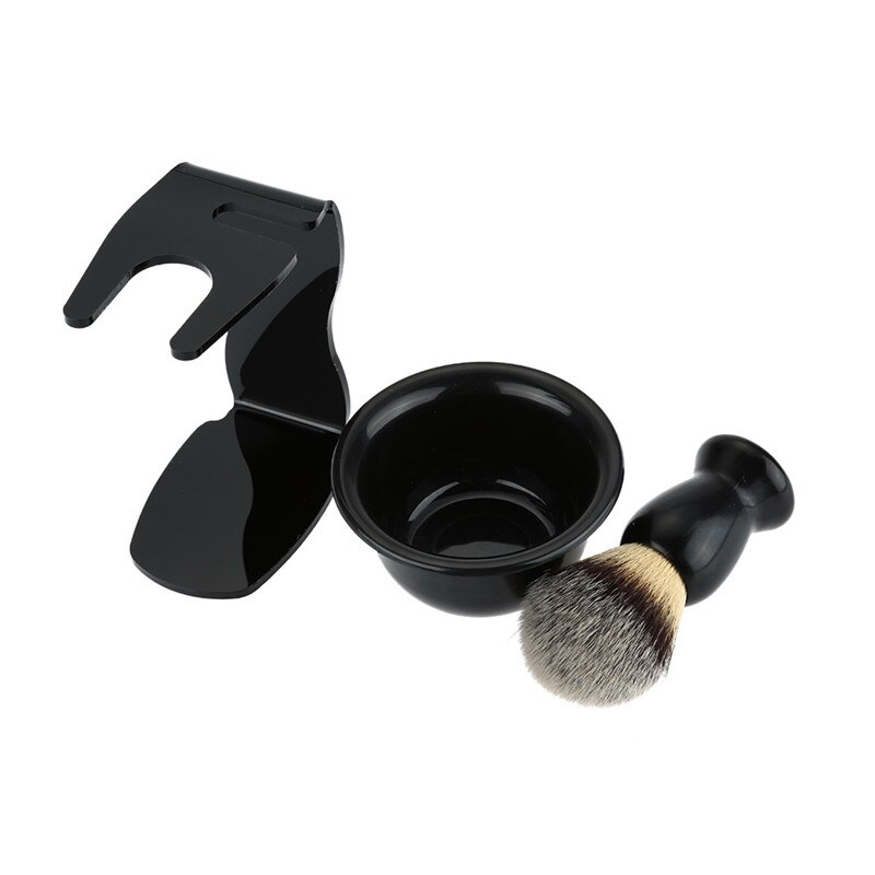 3 In 1 Scheren Zeep Kom + Scheerkwast + Scheren Stand Varkenshaar Scheerkwast Mannen Baard Schoonmaken Tool Top