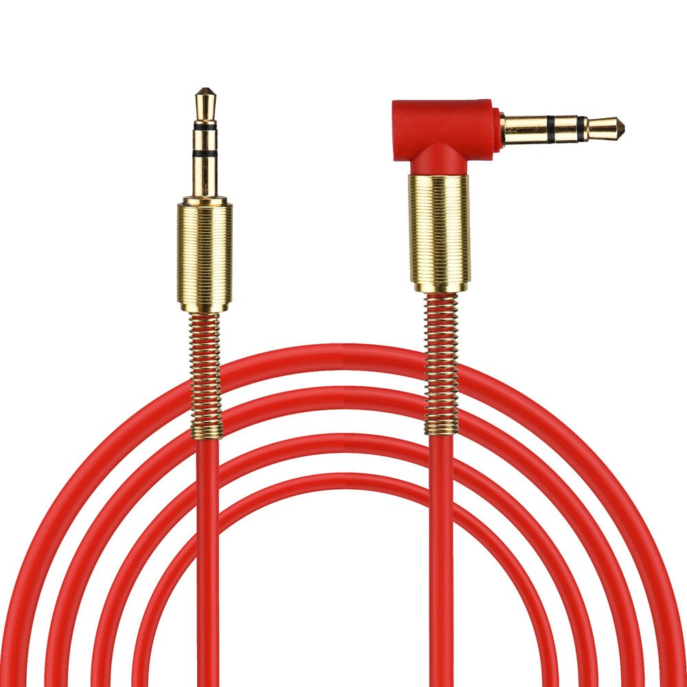 1M 3.5Mm Jack Audio Kabel Male Naar Male 90 Graden Haakse Aux Kabel: Rood