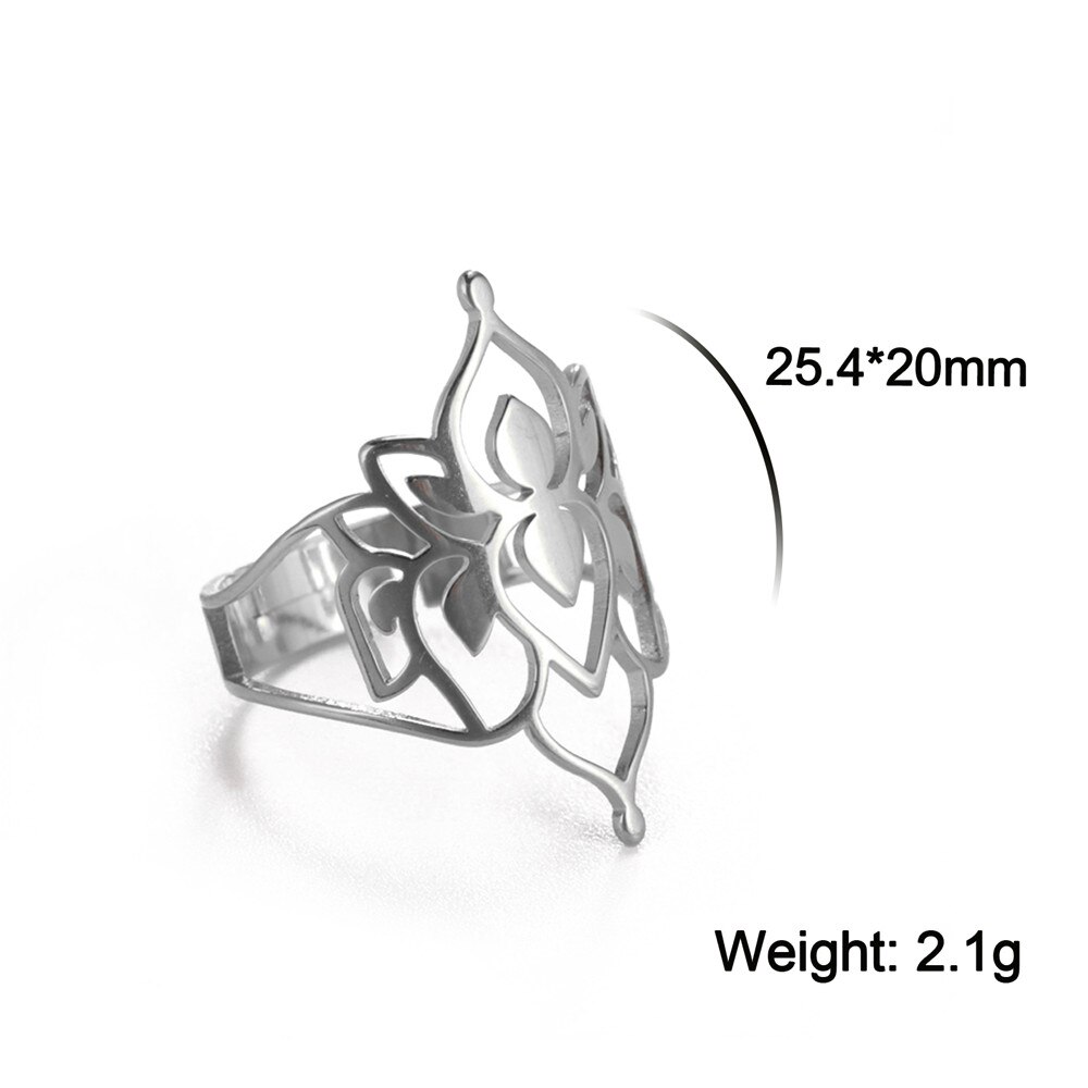 Skyrim Eenvoudige Knipsel Filigraan Bloem Ringen Voor Vrouwen Rvs Wedding Party Verstelbare Vintage Ring Sieraden: B Steel color