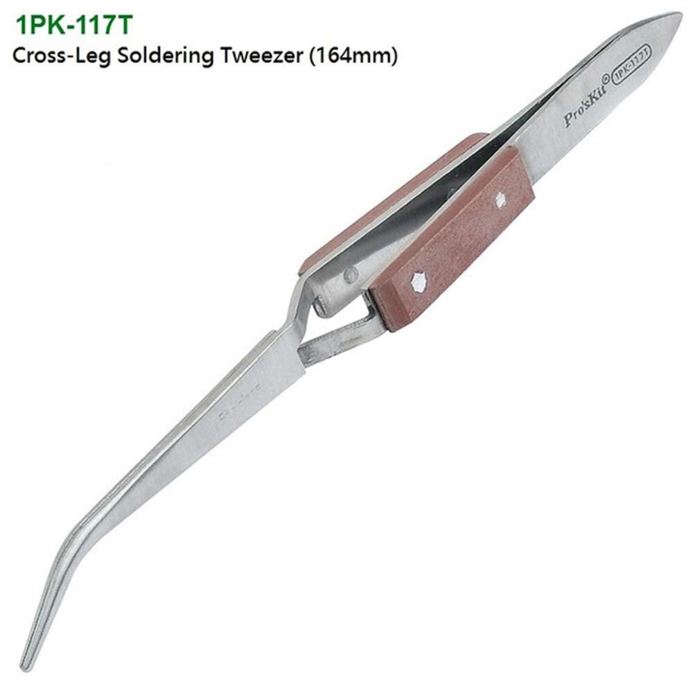 Pro'sKit Reverse Action Tweezer Magneticable With fiber handle Self-Gripping Precision Repair Tool