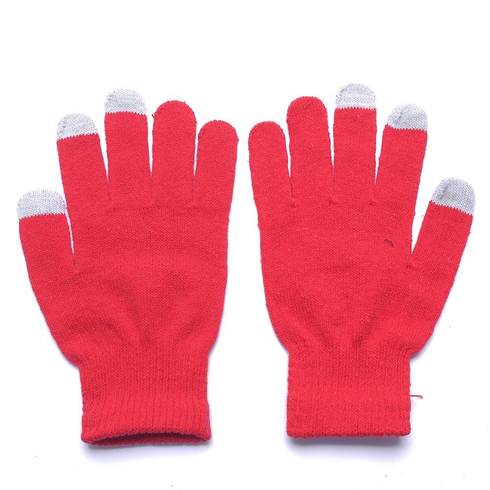 Magic touch screen handsker smartphone texting stretch voksen one size vinter varmere strik handsker 13 farver: Rød