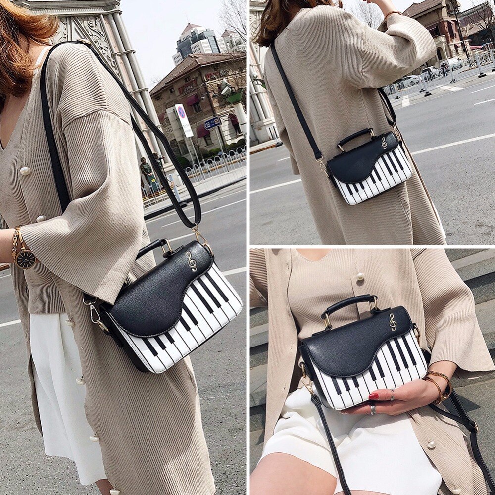 Nette Klavier Muster Pu Leder Casual Damen Handtasche Schulter Tasche Umhängetasche Messenger Bag Beutel Totes frauen Klappe bolsa