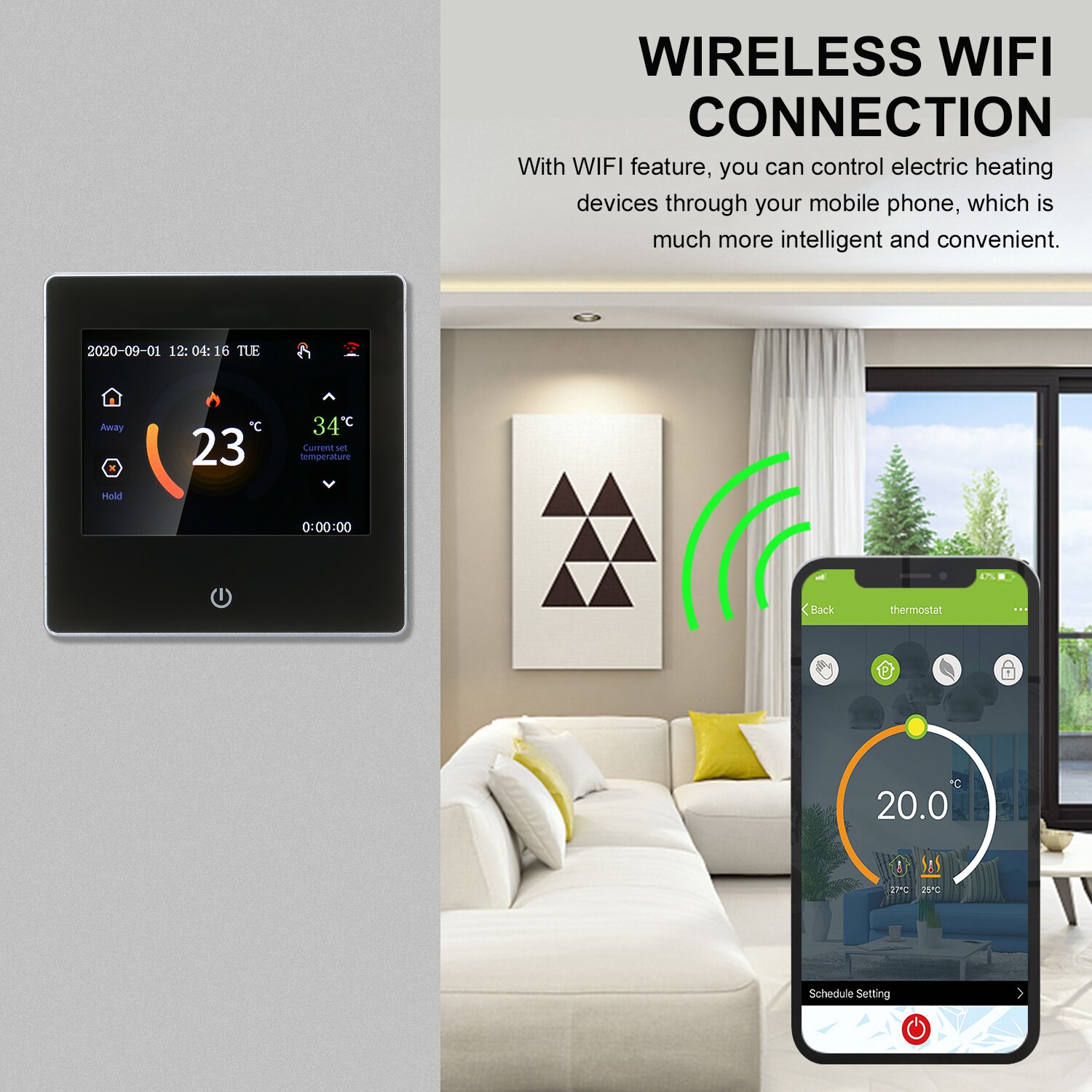 Smart Thermostat LCD Touch-screen Weekly Programmable Thermostat with WIFI Electric Heating 16A Digital Temperature Controller