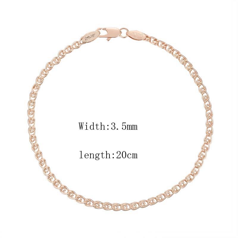 Fj Mannen Vrouwen 585 Rose Goud Kleur Wave Curb Smart Armband Link Bead Chain Sieraden: RB0217 20CM