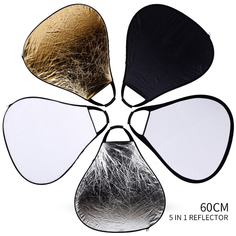 5-in-1 23 Inch/60cm Portable Triangle Reflector with Handle for Photography Photo Studio Lighting & Outdoor Lighting