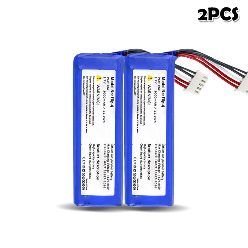 Batería de polímero de litio de repuesto, GSP872693 01, 3,7 V, 3000mAh/11,1 Wh para JBL Flip 4 Flip4 Edición especial, altavoz inalámbrico por bluetooth: 2PCS