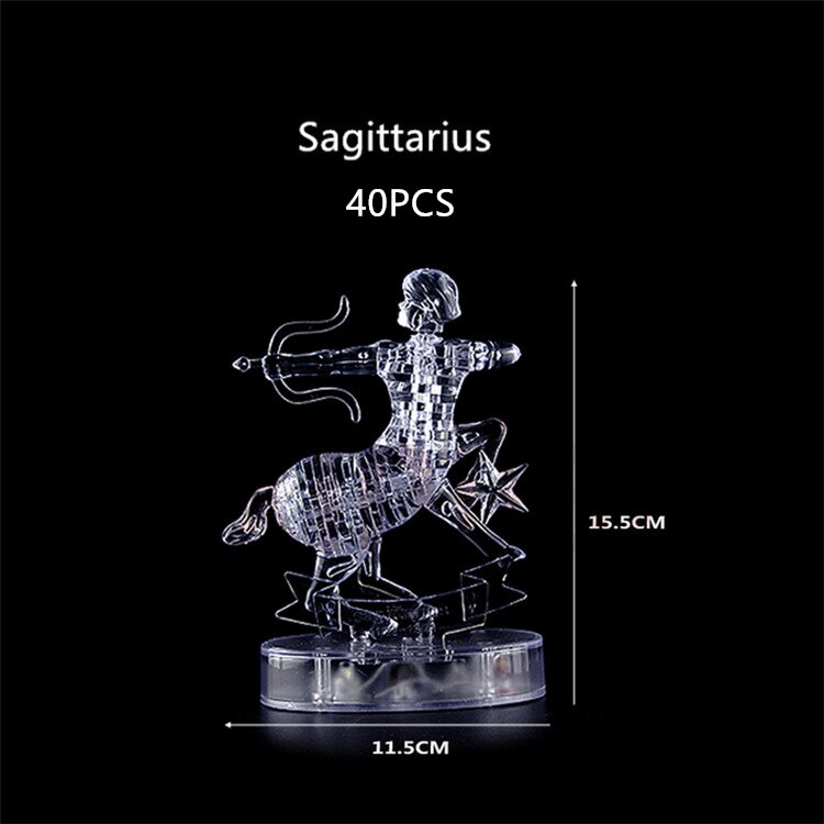 Assembly Horoscope 3D Crystal Puzzle Flashing LED Light Kids 12 Constellations Horoscope Jigsaw Puzzle Toys For Kids: Sagittarius