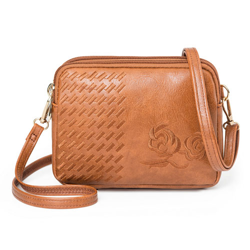 REPRCLA Drie Compartimenten Crossbody Tassen voor Vrouwen Mode Kleine Schoudertas Borduurwerk Dames Handtassen Purse: brown