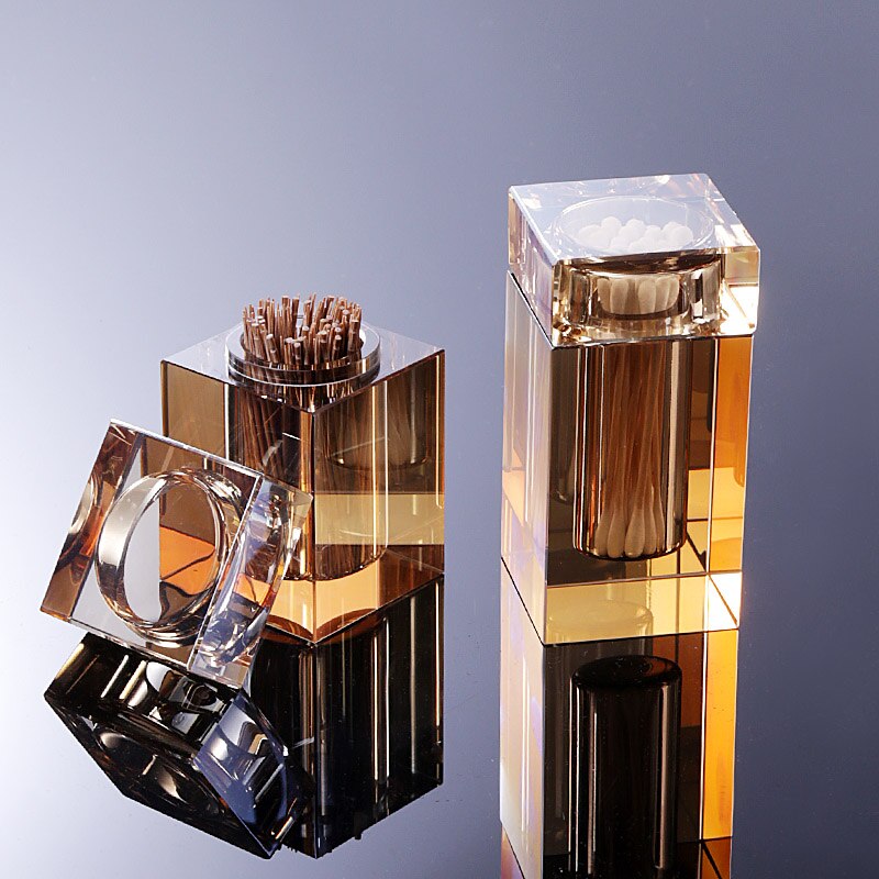 Boîte de rangement de cure-dents en verre, boîte créative de coton-tige, salle de bains, organisateur de coton-tige, décoration de bureau ZH671