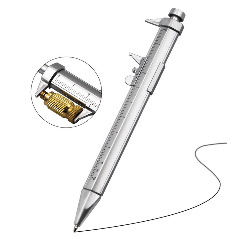 Multifunction Gel Ink Pen Vernier Caliper Roller Ball Pen Stationery Ball-Point Pens 2 in 1 DIY Measuring Gauging Tools