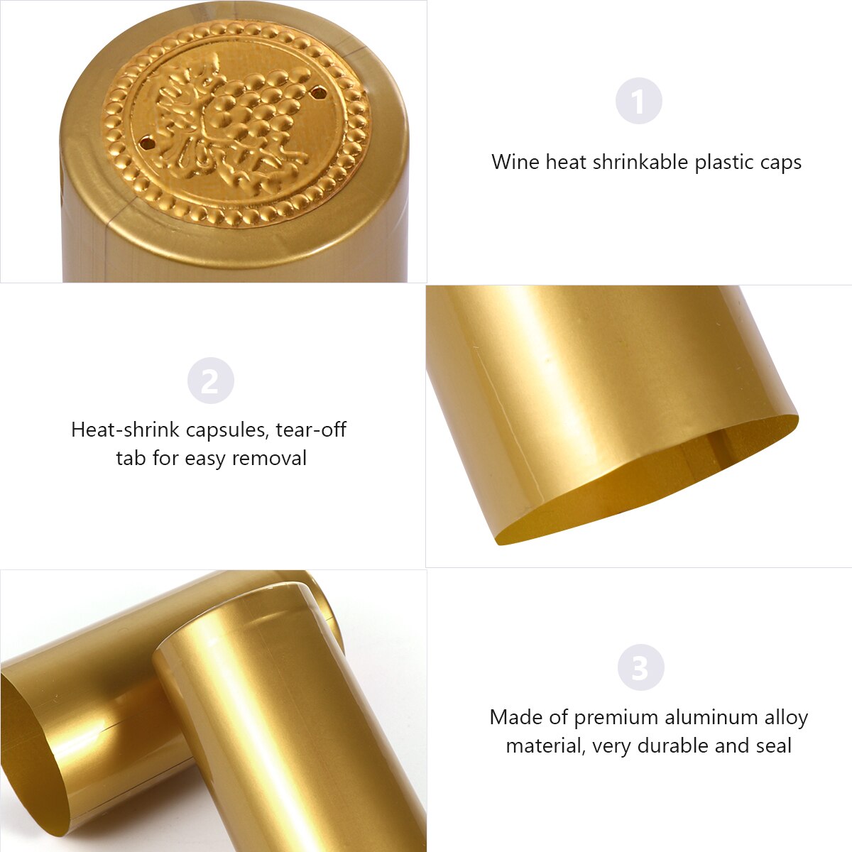 Tapón termorretráctil para botellas de vino, tapón termorretráctil para botellas de vino, 100 Uds.