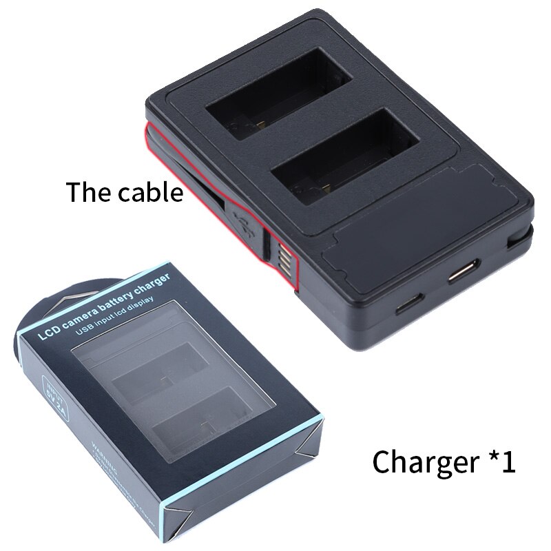 For gopro hero 9 svart tokanals batterilader lcd-skjerm type c ladekabel for gopro 9 tilbehør: 1 lader