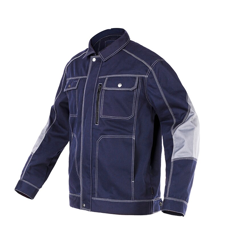 Men Workwear Jacket Multi Pockets Long-sleeved Work Clothes Uniforms Male Mechanic Construction Working Jackets: dark blue / S