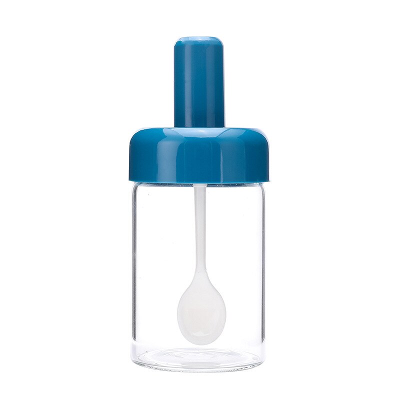 1 Pcs Caster Olie Pot Honing Spice Potten Zout Blikken Opslag Container Peper Kruiden Keuken Met Lepel/Borstel/stok En Deksel: spoon blue