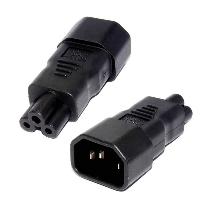 CY Cable IEC 320 Adapter 3 Poles Socket C14 to Cloverleaf Plug Micky C5 Straight Extension Power Adapter