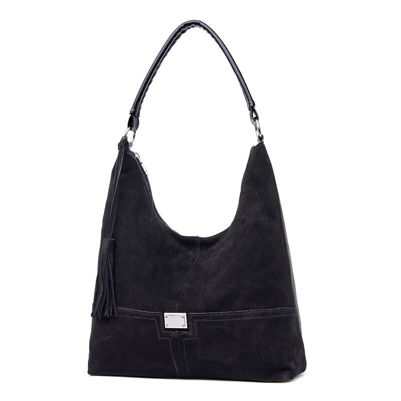 Suède Vrouwelijke Zwervers Zakken Vrouwen Schoudertas Suede & PU Leer Grote Top-handvat Tas Crossbody Handtas Casual Lady messenger Bags: Black