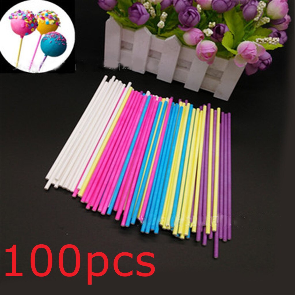 100PC 15cm Disposal Lollipop Sticks for Candy Pops DIY Chocolate Candy Bar Paper Sucker Tubes Sticks Baking Cake tool D06: B