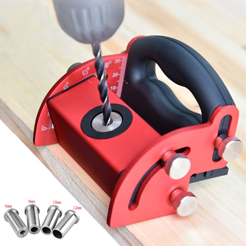 Multi-Hoek Pocket Gat Jig Schuine Gat Locator Boren Tool Kit 6/8/10/12Mm treknagel Jig Aluminium Joinery Schrijnwerker Diy Gereedschap