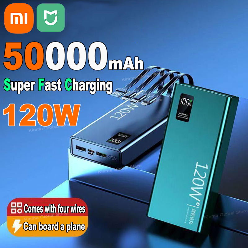 Xiaomi Mijia 120W 50000mAh High Capacity Power Bank 4 in 1 Fast Charging Powerbank Portable Battery Charger For Xiaomi iPhone