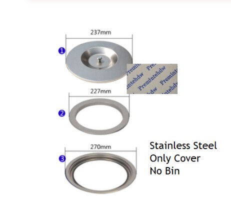 8L Higt Built-in Trash Can Kitchen Waste bin Stainless Steel Dustbin With Lid Garbage Bins: Brush Cover