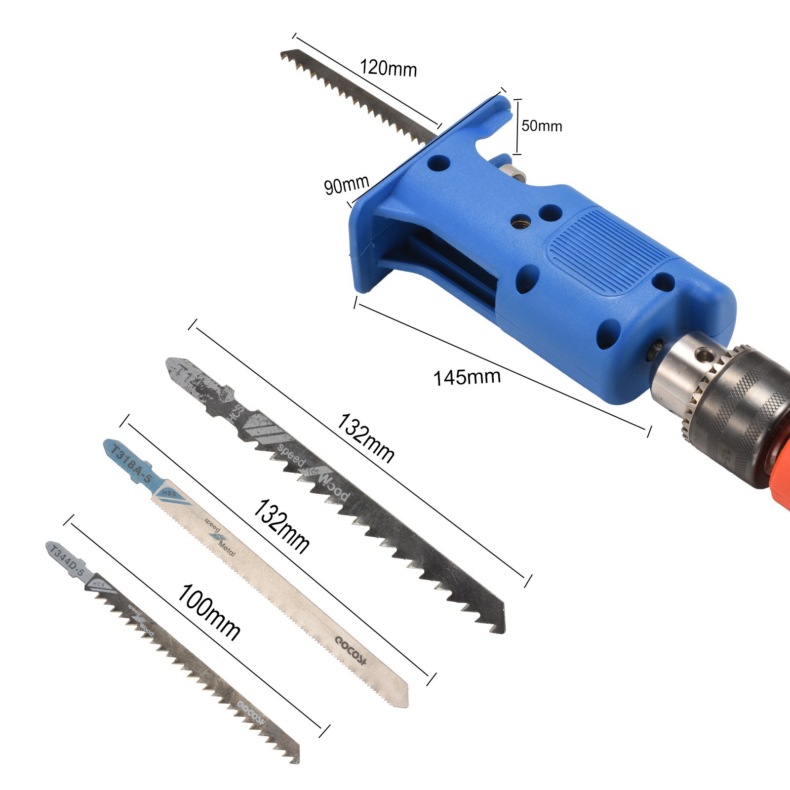 Reciprocating Saw Adapter Electric Drill Attachment Tool Saws Blades for Wood Metal Cutting Turning Modified Woodworking Tools