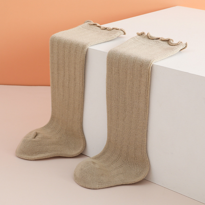 Leuke Streep Effen Kleur Over De Knie Baby Meisjes Kousen Sokken Baby Katoenen Zachte Warme Casual Kinderen Sokken meisje: grey / 1-3T