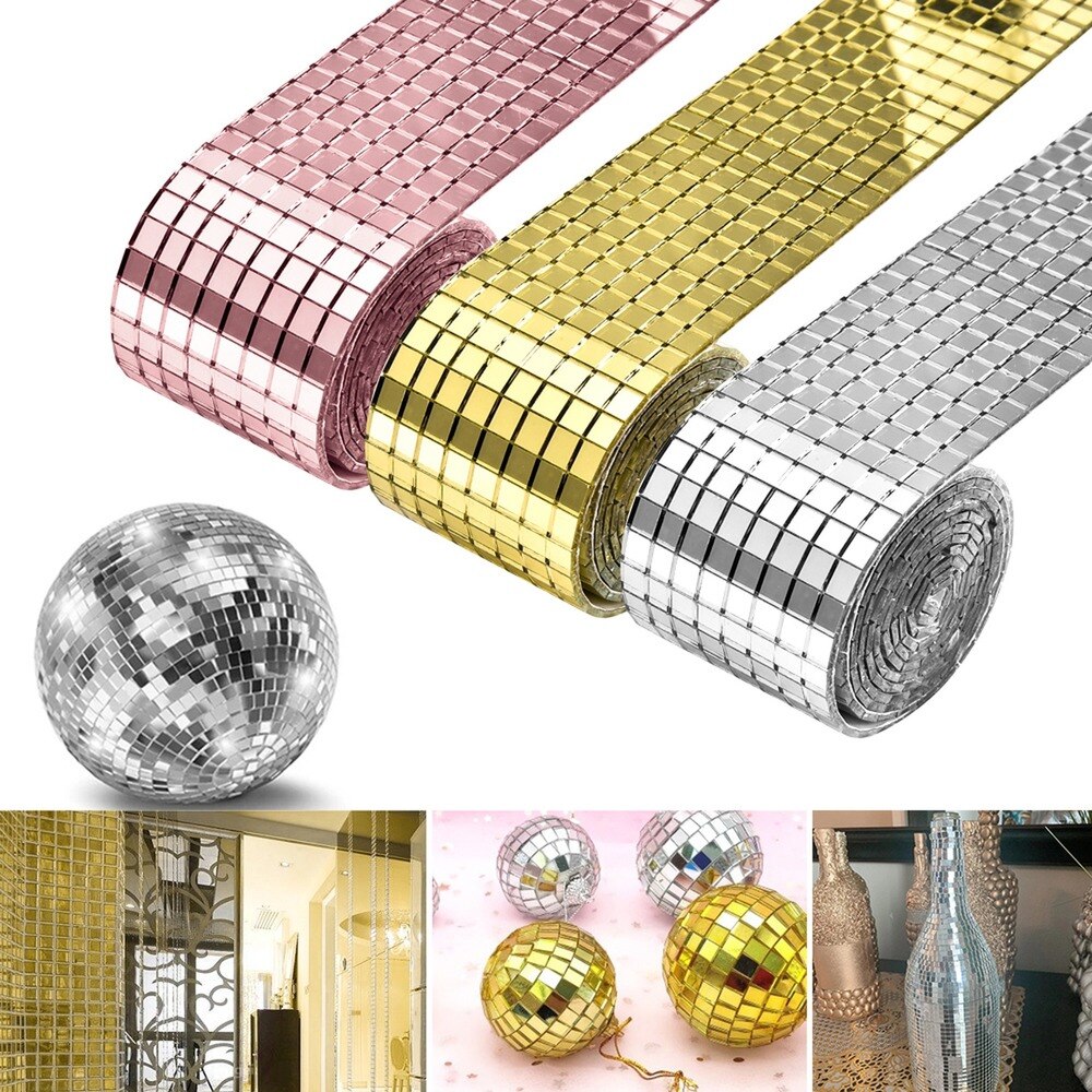 Kreative DIY Mosaik Spiegel Band Glas Material Reine Farbe selbst-Klebstoff Platz Reflektierende Zauberstab Aufkleber Hause Dekoration KTV Patch