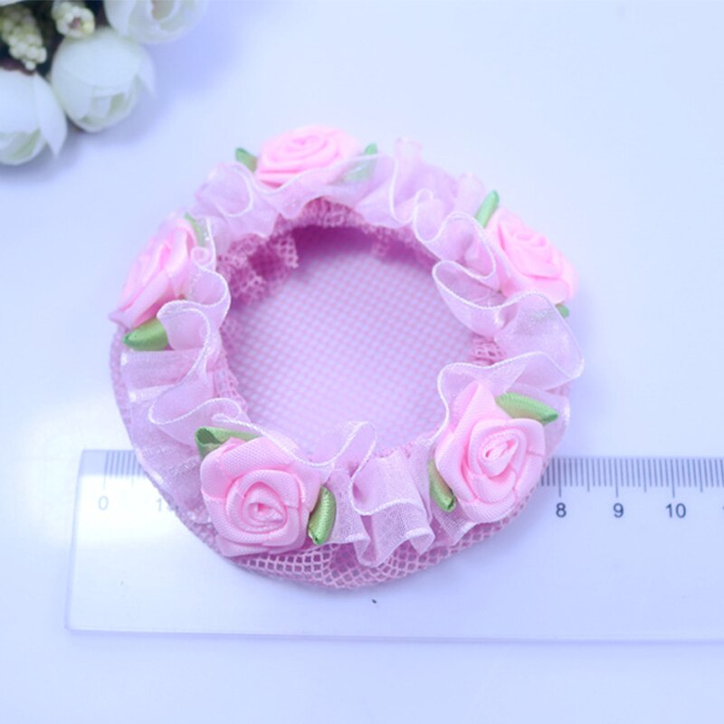 Kids Flower Bun Hair Nets Hair-net Elastic Girls Dancersr Cute 1PC Ballet Dance Grade Examination Adjustable 5 Colors