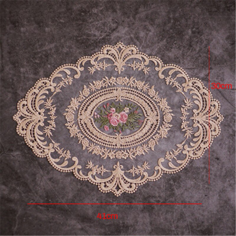 Table broderie artisanat napperon style européen dentelle tissu isolation thermique panneau tapis Anti-brûlure caboteur rétro dentelle tapis de Table: Style 1 Camel
