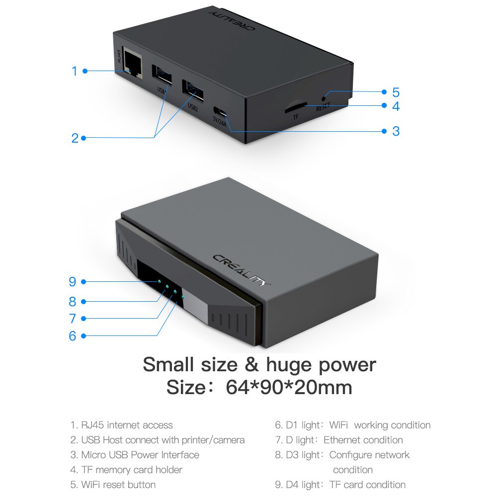 Originele Creality Wifi Box Intelligente Assistent Voor 3D Printer Cloud Slice/Cloud Print/Real-Time Monitor/afstandsbediening Gebruik