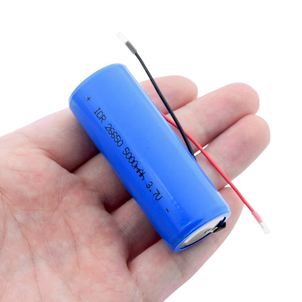 L'IC 26650 Modèle Batterie 3.7V Flat-top avec Fil 5000mAH Batterie Rechargeable Lithium-ion pour le Mini Ventilateur Torche 5000mah Cellule