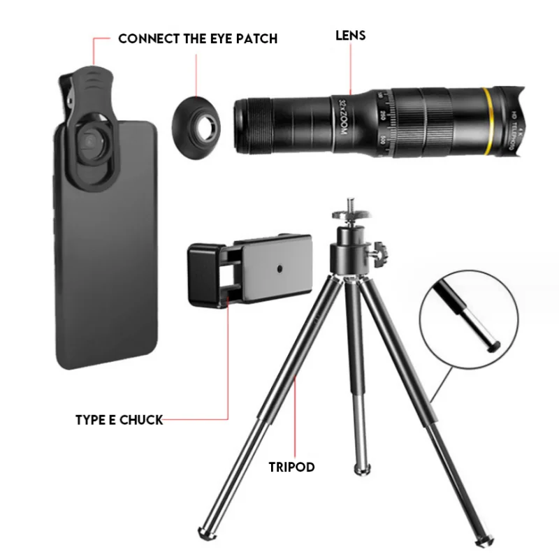 32X22X4K Professionele Telescoop Monoculaire Hd Zoom Telefoonlens Camera Telephoto Met Driepoot Metalen Telescoop Voor Toerisme