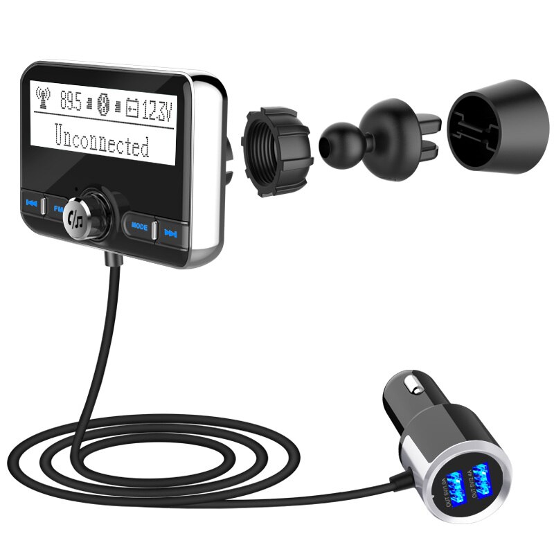 Jilang Bluetooth FM Transmitter Wireless Car FM Modulator Car Mp3 Player Car Kit Handsfree Bluetooth Car Charger with LCD Displa: Default Title