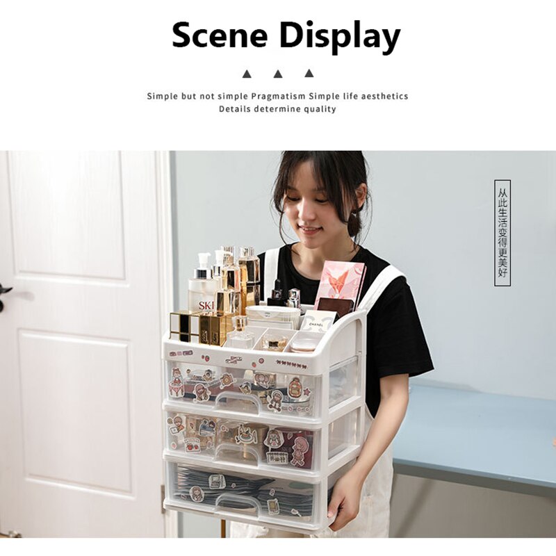 1/2/3 Layer Organizer For Cosmetics Jewelry Organizer Box Plastic Storage Container With Stickers Organizador Maquillaje