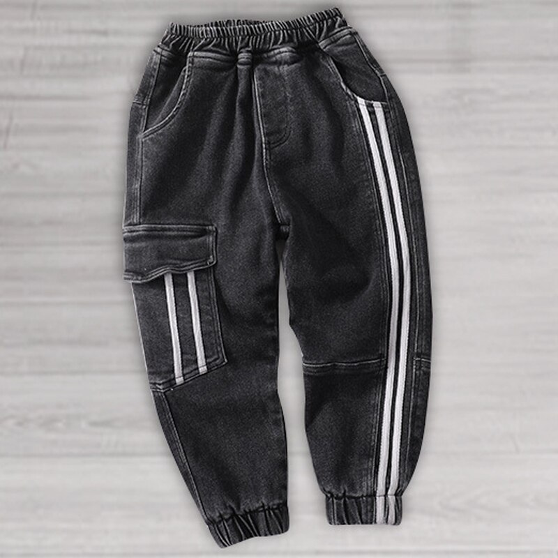 Jeans For Boys Solid Jeans Pants For Boys Velcro Cargo Pants Kids Jeans Boy Spring Autumn Casual Teenage Clothes For Boys