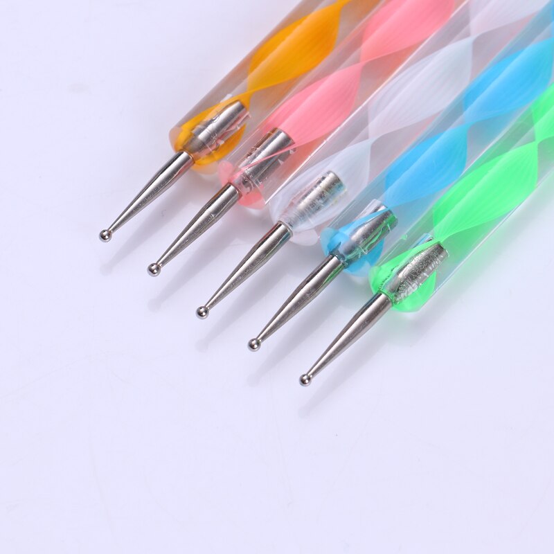 5 uds 2 puntillo herramientas herramienta de marmoleado uñas de arte herramienta cariñosa pluma de selector de uñas de arte UV Gel polaco