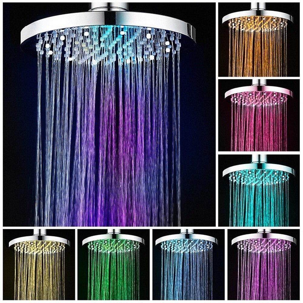 Led Douchekop Nozzle Regendouche Kleurrijke Led Waterbesparende Hoge Druk Thuis Handheld Nozzle 6/8 Inch Badkamer Douche: WHITE