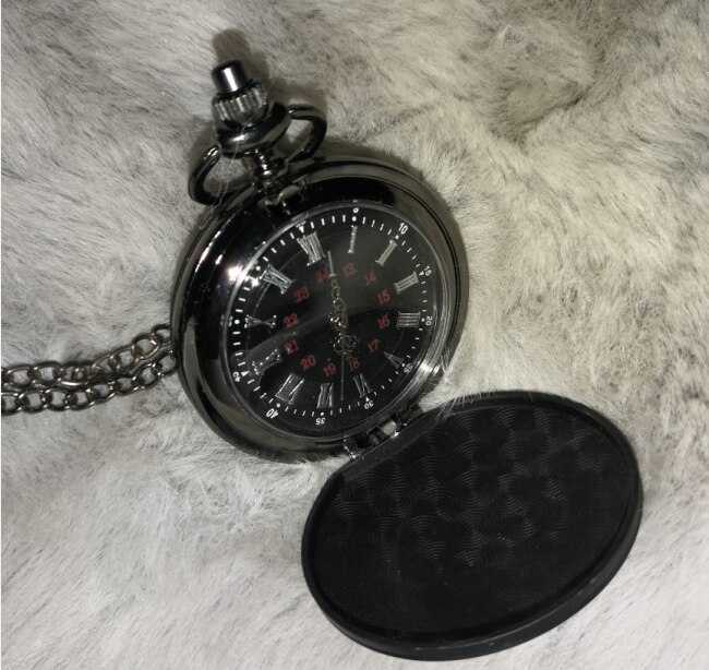 8826Large pocket watch black matte two-sided light