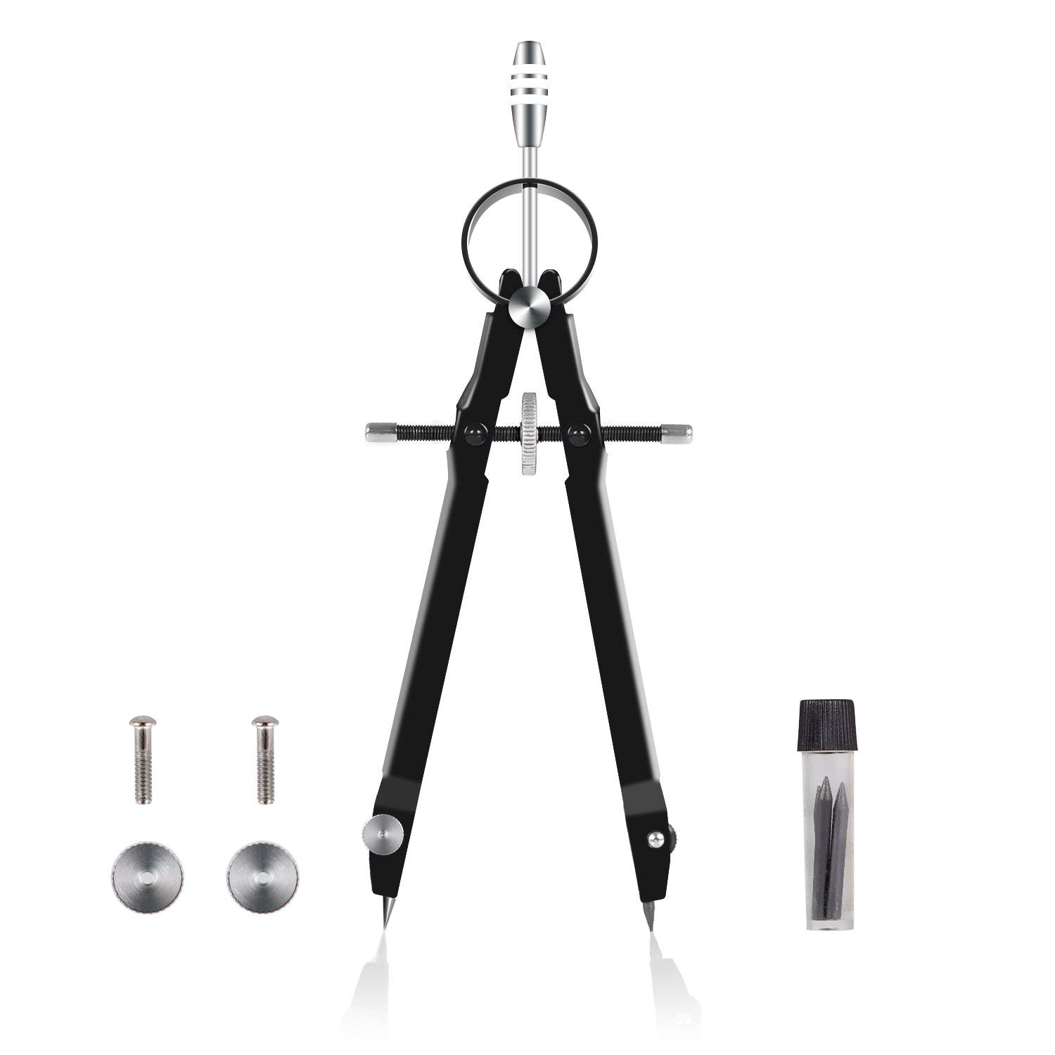Boussole professionnelle, ensemble de géométrie de boussole avec serrure, boussole de maths et de précision, en métal et Durable pour Pr solide et plan: Black