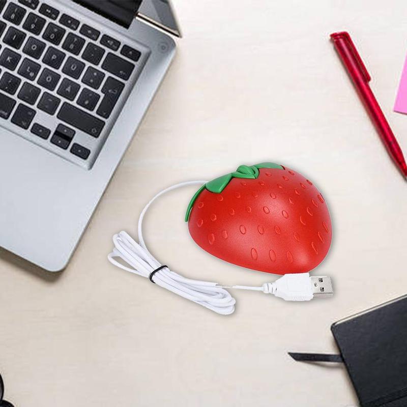 Portable Cute Mini Strawberry Wired Mouse Usb Small Optical PC Computer Mouse 3d Fruit Shape Girl Mice For Office Laptop