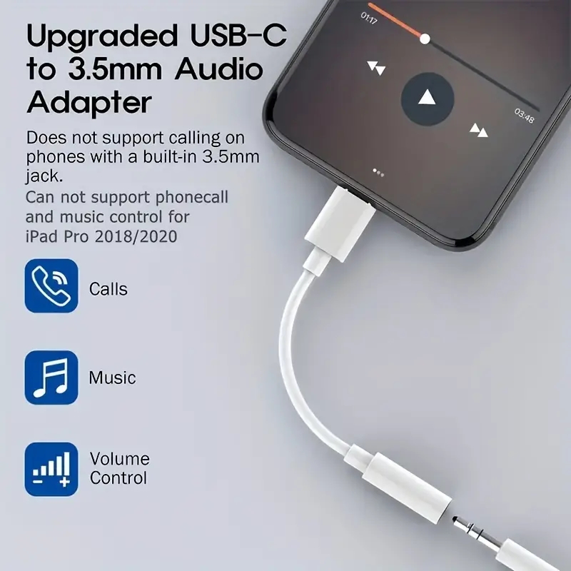 USB Typ C auf 3,5 mm Audio-Adapter, USB C auf Aux Audio Dongle-Kabel, USB Typ C auf 3,5 mm weiblicher Kopfhöreranschluss-Adapter für P