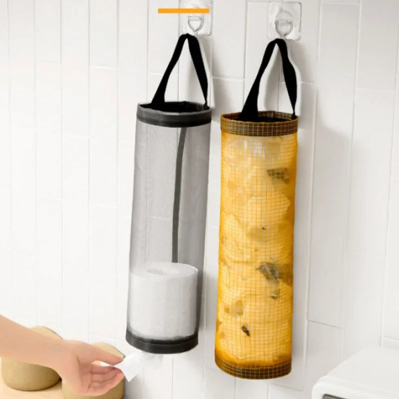 Hjemme poseholder veggfeste plastposeholder dispenser hengende oppbevaring søppelpose søppelpose kjøkken søppelbeholder