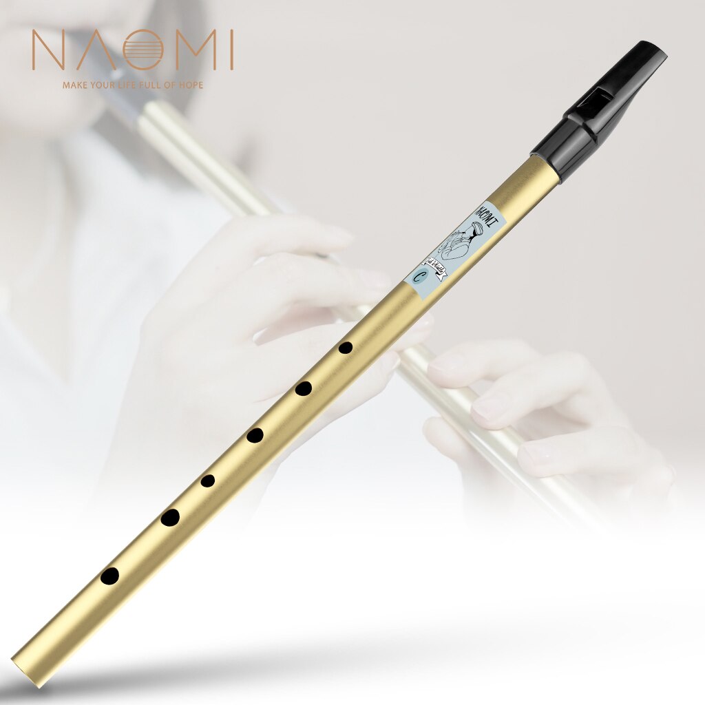 NAOMI Tin Whistle Scottish Penny Whistle High C Key Brass Whistle Six-holed Flute w/Plastic Mouthpiece For Beginner Whistler