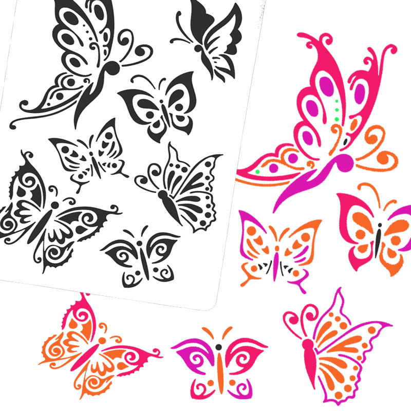 Airbrush Stencils & Sjablonen Tekening Tool Body Paint, Vrouw Kids Leuke Glitter Wassen Schilderen Template Tattoo Stencil 31x21cm